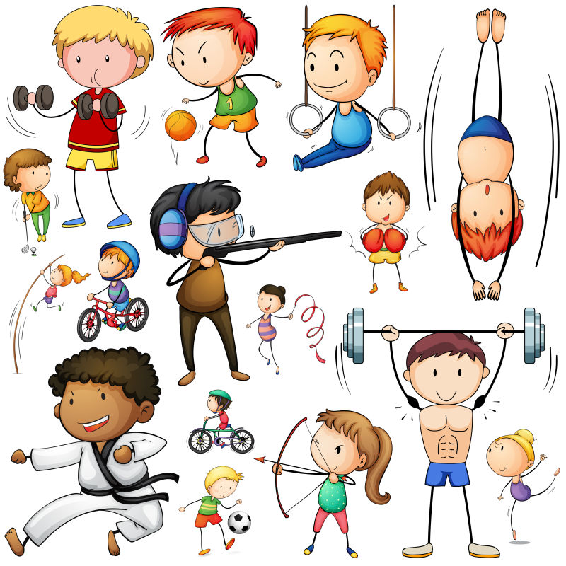 儿童体育锻炼矢量插图设计