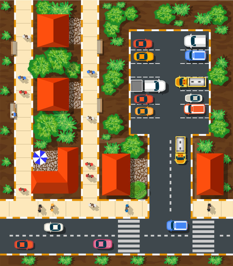 矢量创意俯瞰城市道路插图