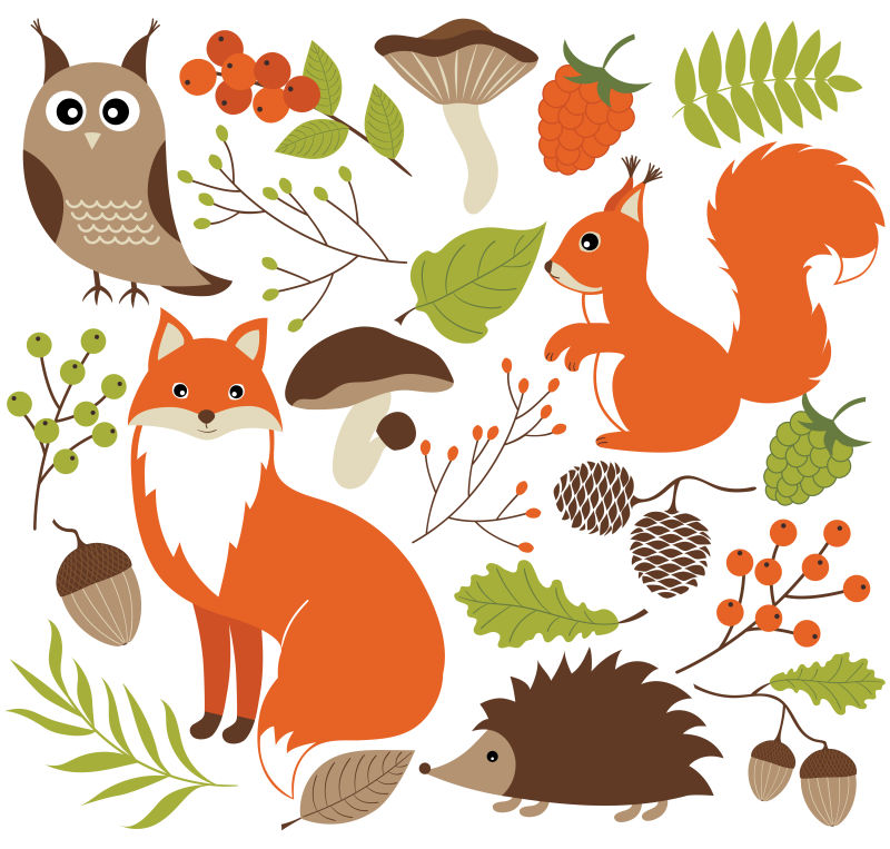 创意矢量可爱的卡通动物插图