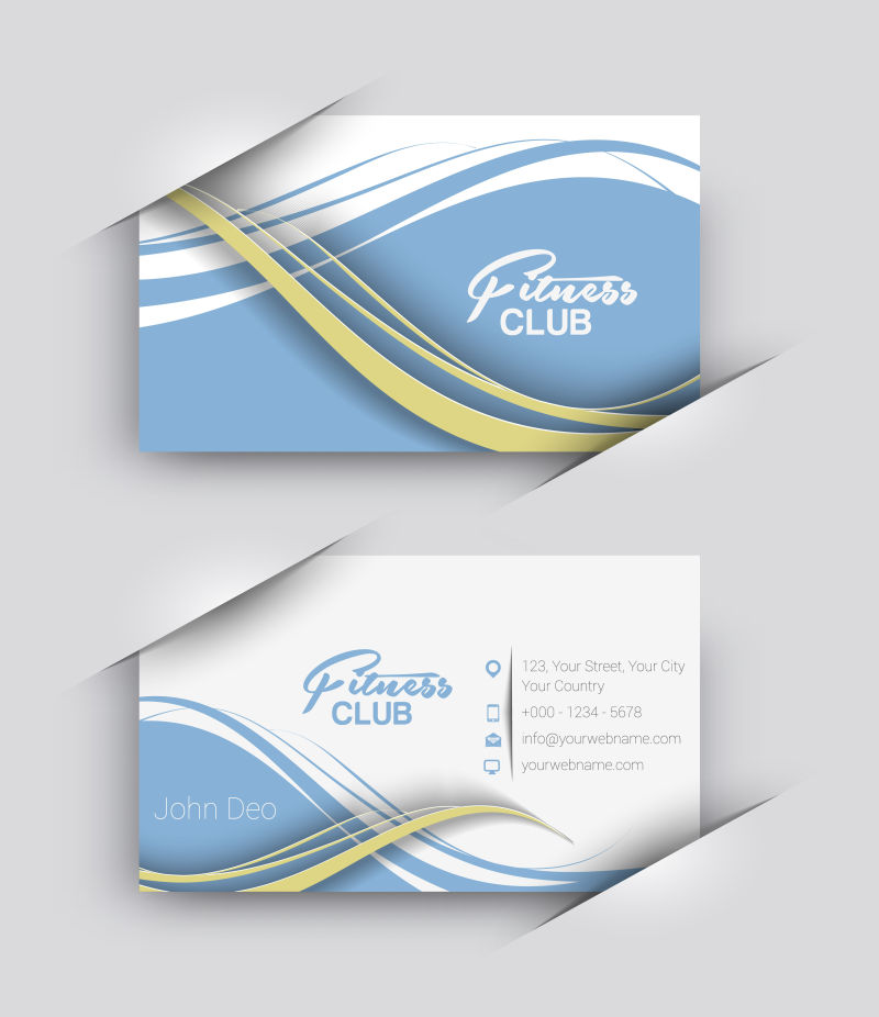 健身中心的创意名片设计矢量