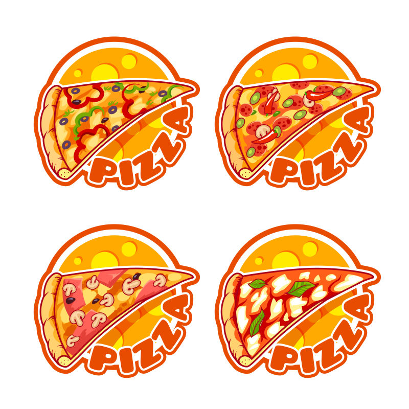 创意矢量卡通披萨插图图标设计