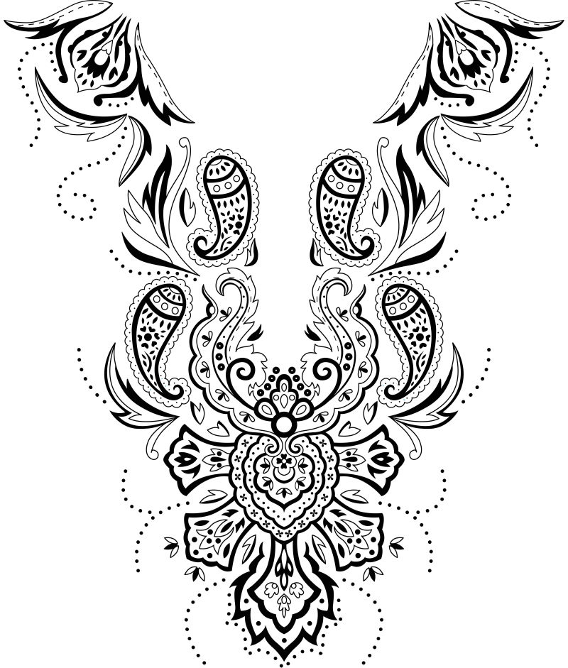 创意矢量蕾丝装饰设计元素的领口插图