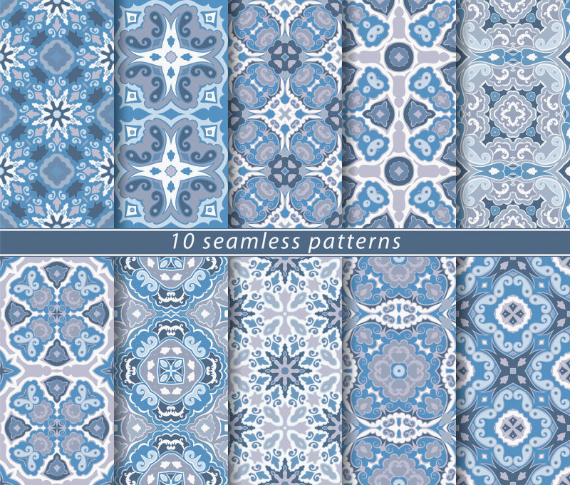 创意矢量抽象传统花卉纹理无缝背景