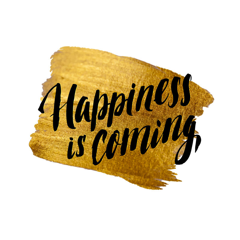 创意矢量快乐来临的金色海报设计元素