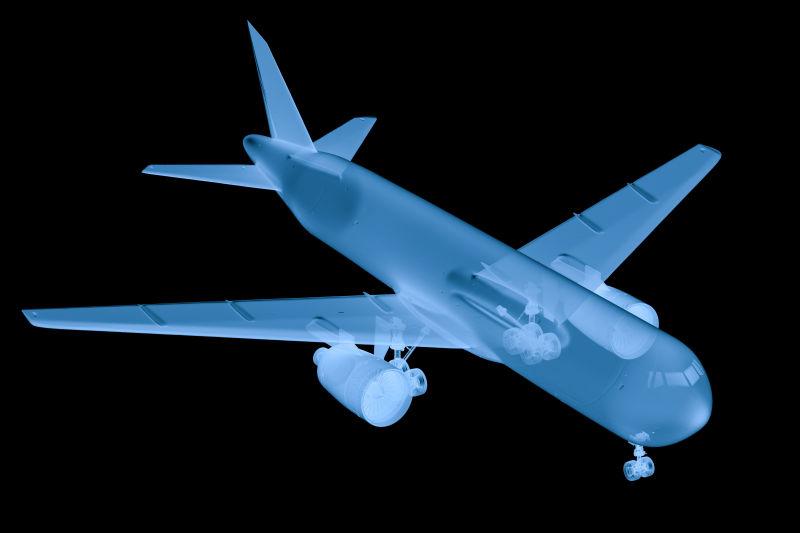 黑色背景上的飞机设计模型