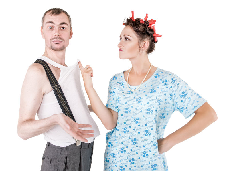 嫉妒的女人与丈夫争吵