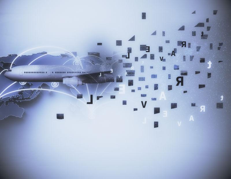 飞机旅游和全球商务标志
