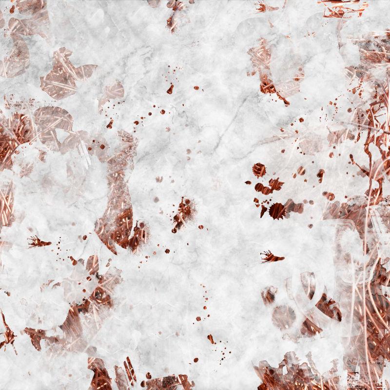 白色大理石表面的铜水纹理