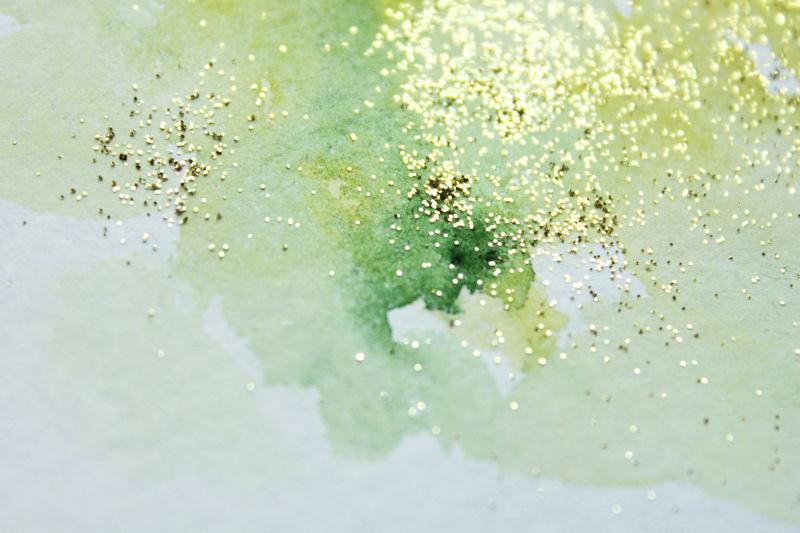 绿色梦幻金粉水彩背景