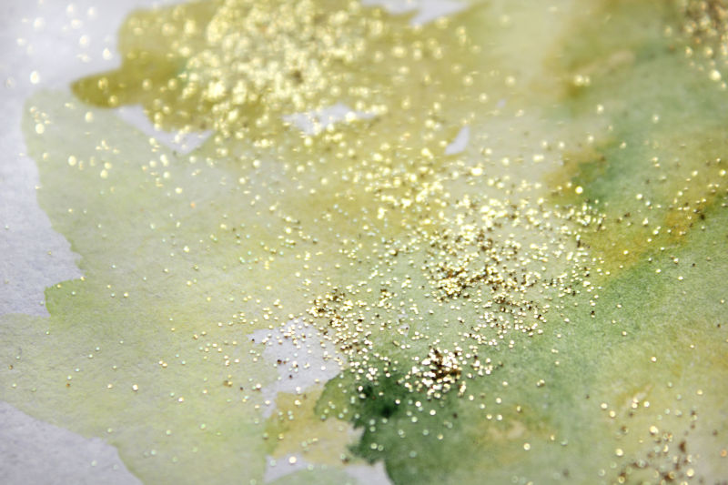 撒有金粉的绿色水墨背景图片 抽象水彩金粉闪烁的背景素材 高清图片 摄影照片 寻图免费打包下载