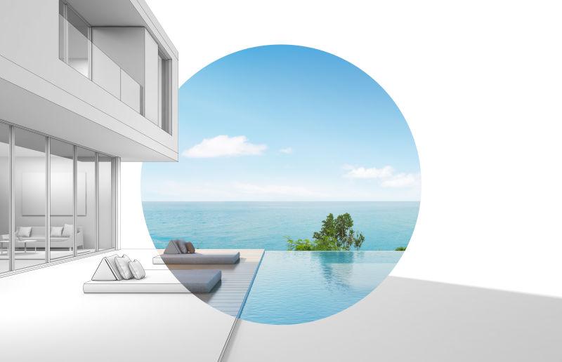 3D渲染下的海景现代住宅建筑设计