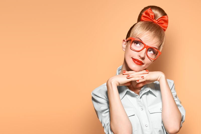 时尚女性海蜇红色大框眼镜