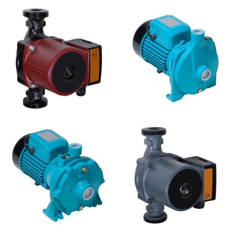 白色背景下的四个泵