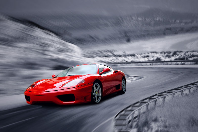 红色的漂亮跑车图片 道路上行驶的红色跑车素材 高清图片 摄影照片 寻图免费打包下载