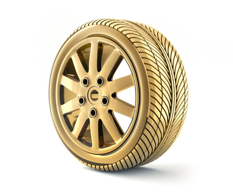 金色的汽车轮胎