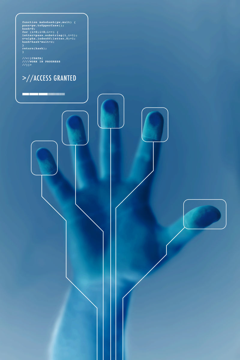 高科技的手指扫描技术概念