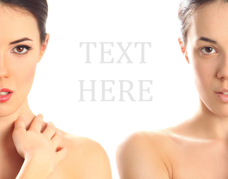 女人化妆前后的面容对比