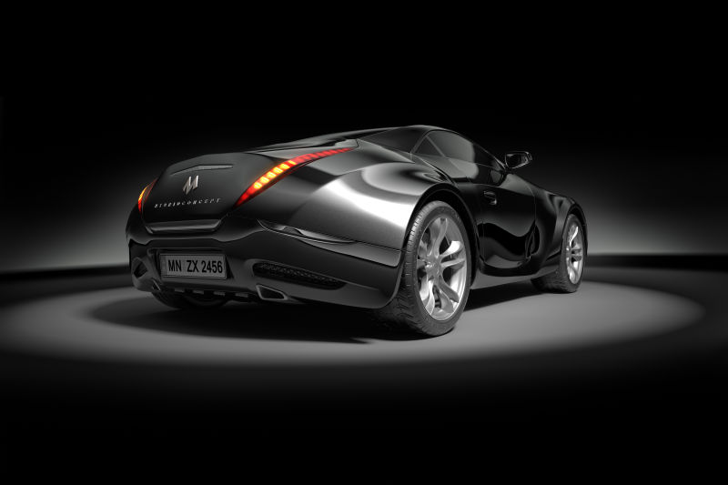 豪华的黑色跑车车尾