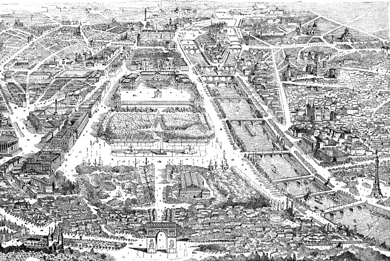 手绘的老旧巴黎建筑