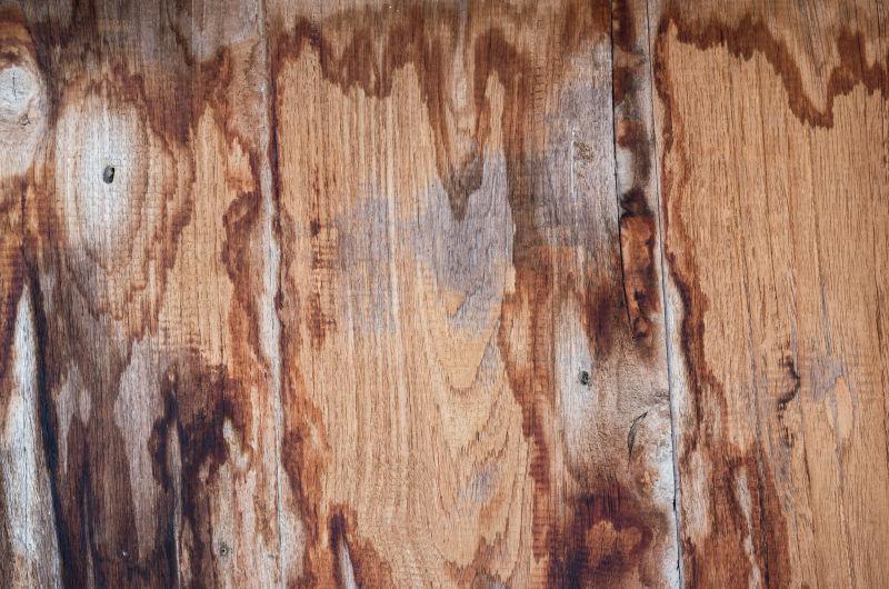 有水渍的旧木头背景和纹理