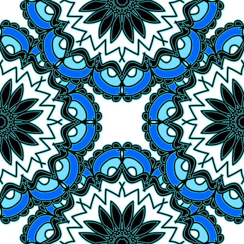 蓝色传统风格的矢量花卉背景