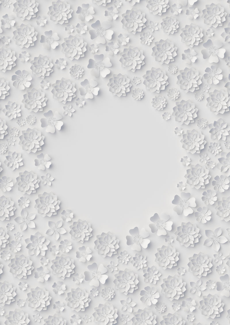 白色背景前密密麻麻的手剪花朵