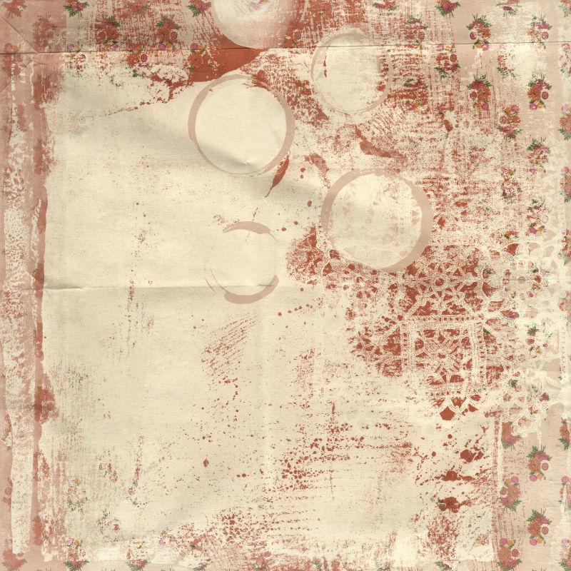 红色背景陈旧风格鲜花图案