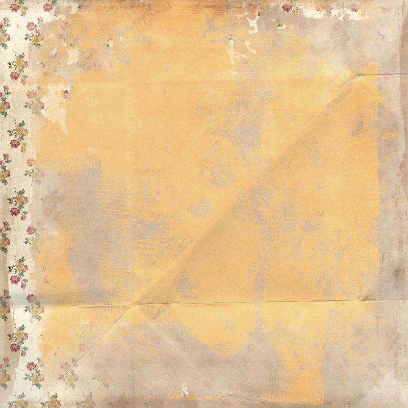 鲜花背景上的黄色图案