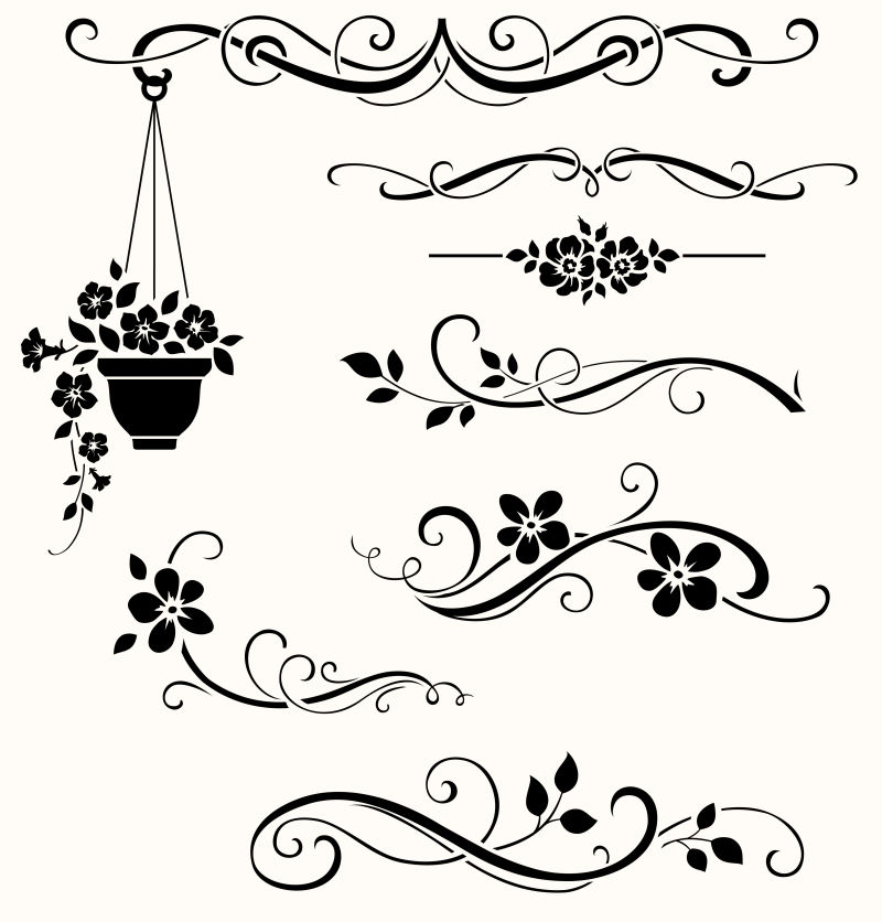 创意矢量花卉装饰元素的设计元素