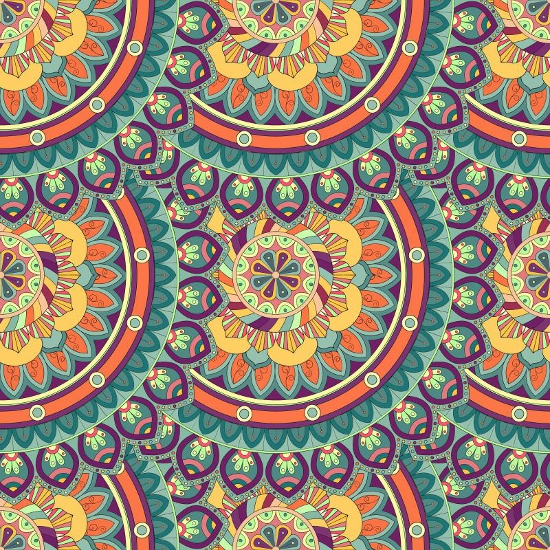 华丽的曼陀罗花卉图案矢量背景