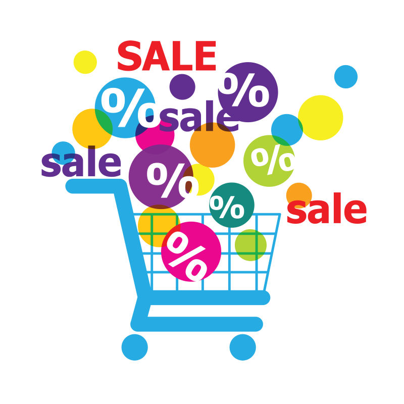 矢量的购物车图案的销售主题插图设计