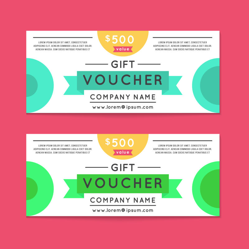 抽象圆形图案的礼品券矢量设计
