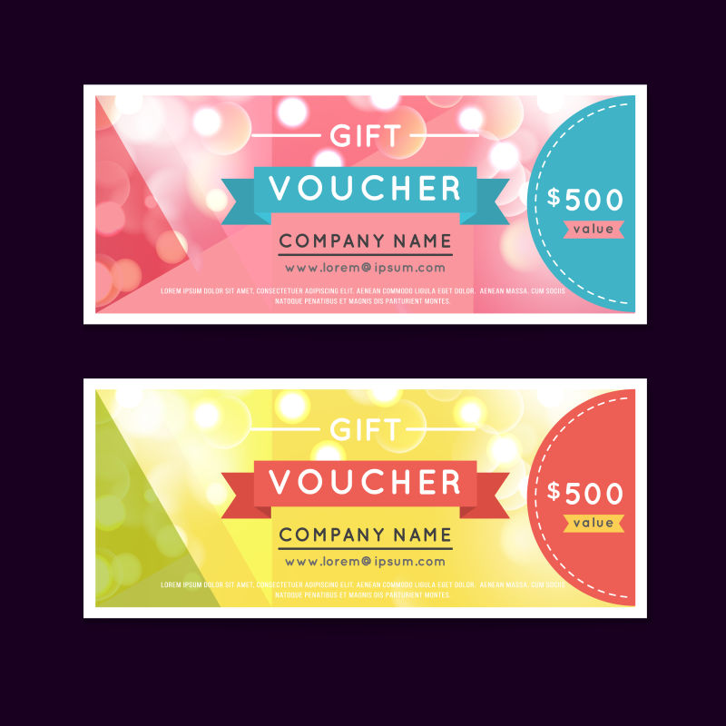 矢量的彩色抽象图案礼品券