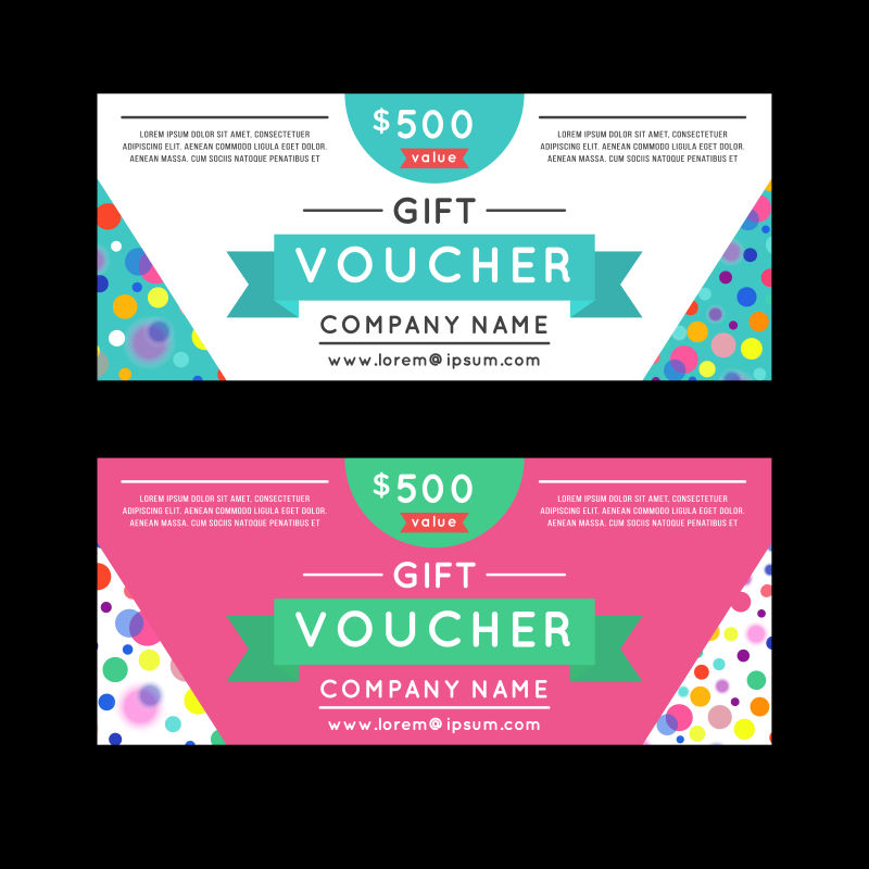 彩色点状图案的矢量代币券设计