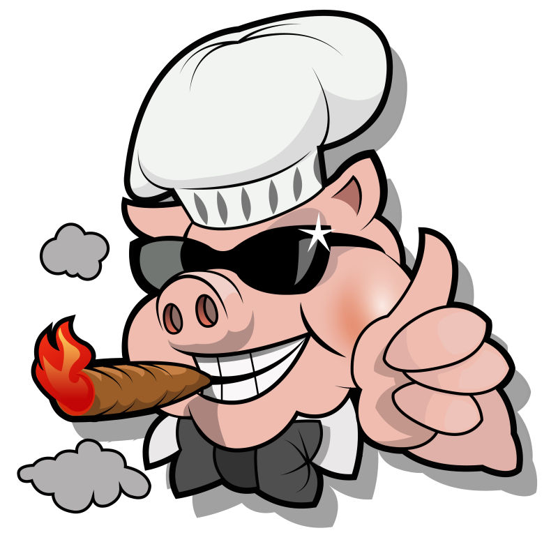 厨师打扮的猪矢量插图设计
