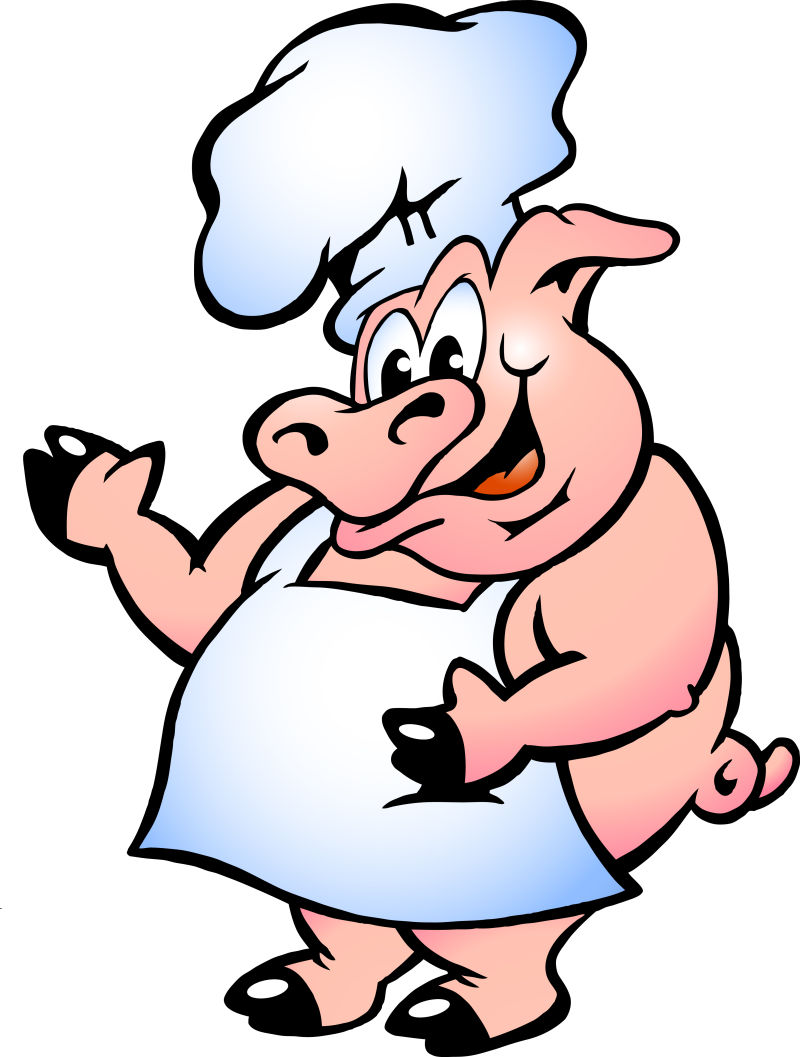 厨师打扮的猪矢量插图