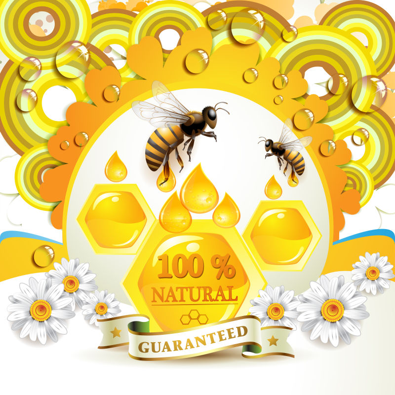 创意矢量蜂蜜和蜜蜂插图海报
