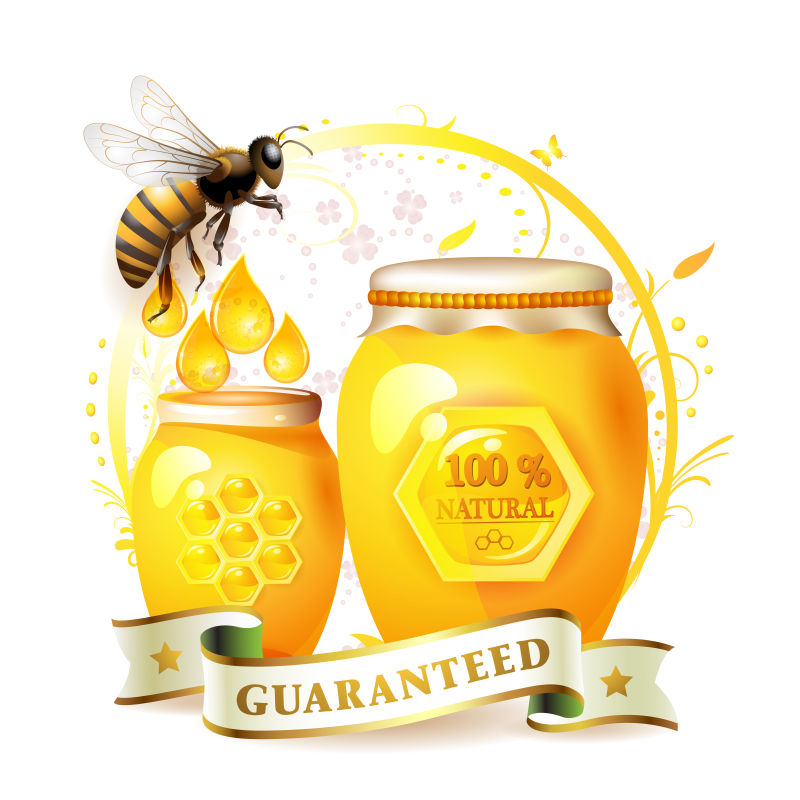 创意矢量新鲜天然蜂蜜图标设计
