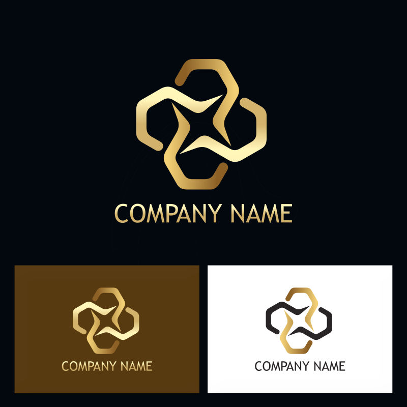 创意矢量几何金色花型标志设计