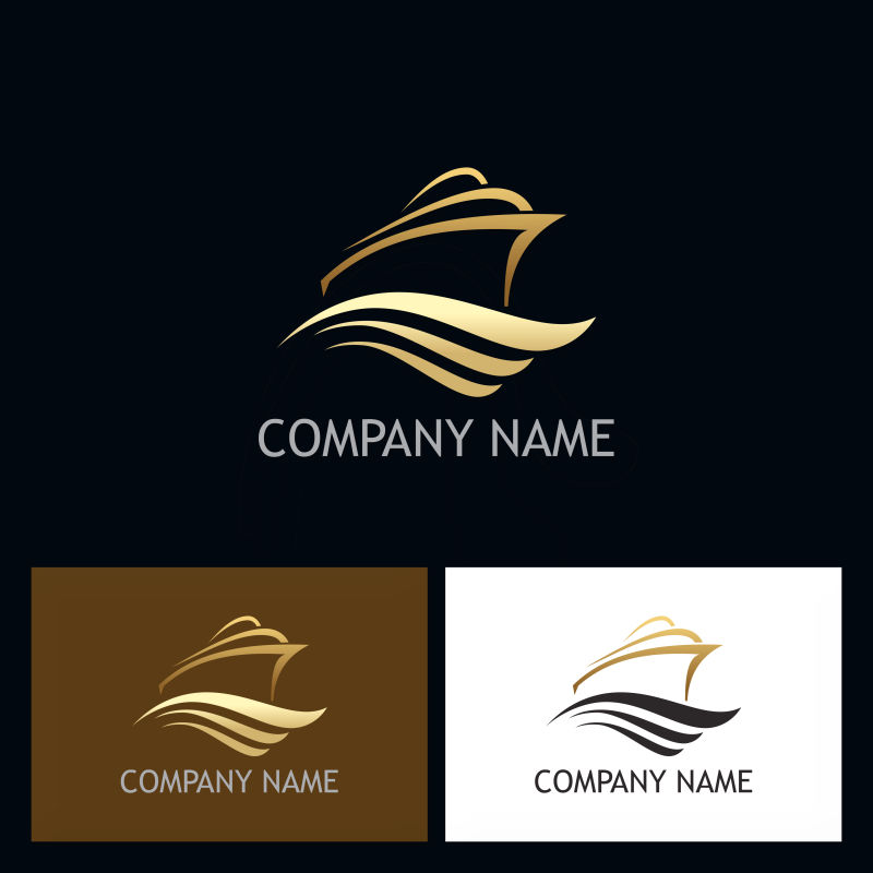 矢量抽象海上的船标志设计