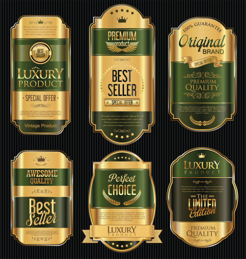 矢量复古风格的金色复古销售标签设计