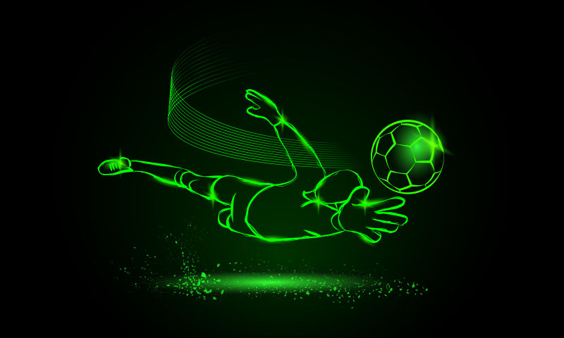 足球运动员霓虹轮廓矢量设计