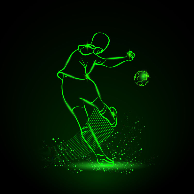 足球运动员矢量绿光轮廓