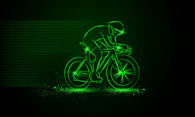 霓虹风格自行车运动员轮廓矢量设计