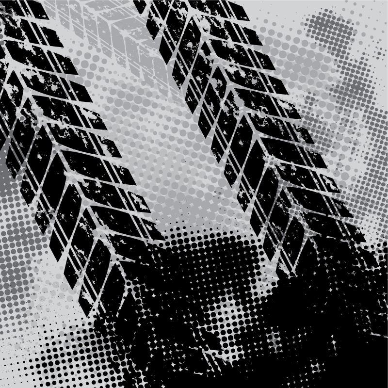 矢量创意黑色车轮印的抽象背景