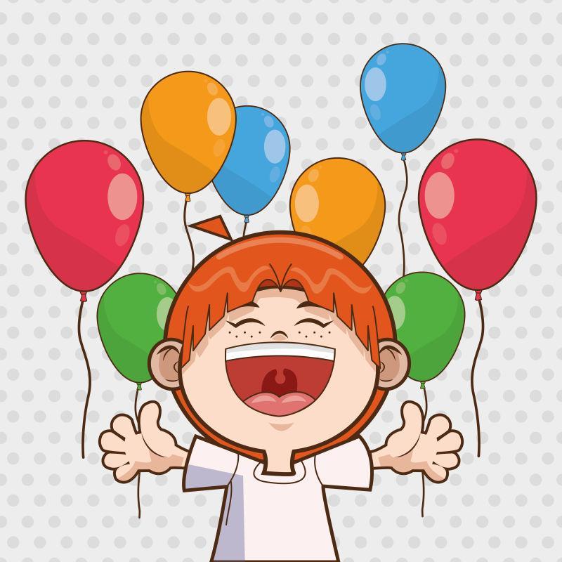 白色背景下卡通男孩生日快乐