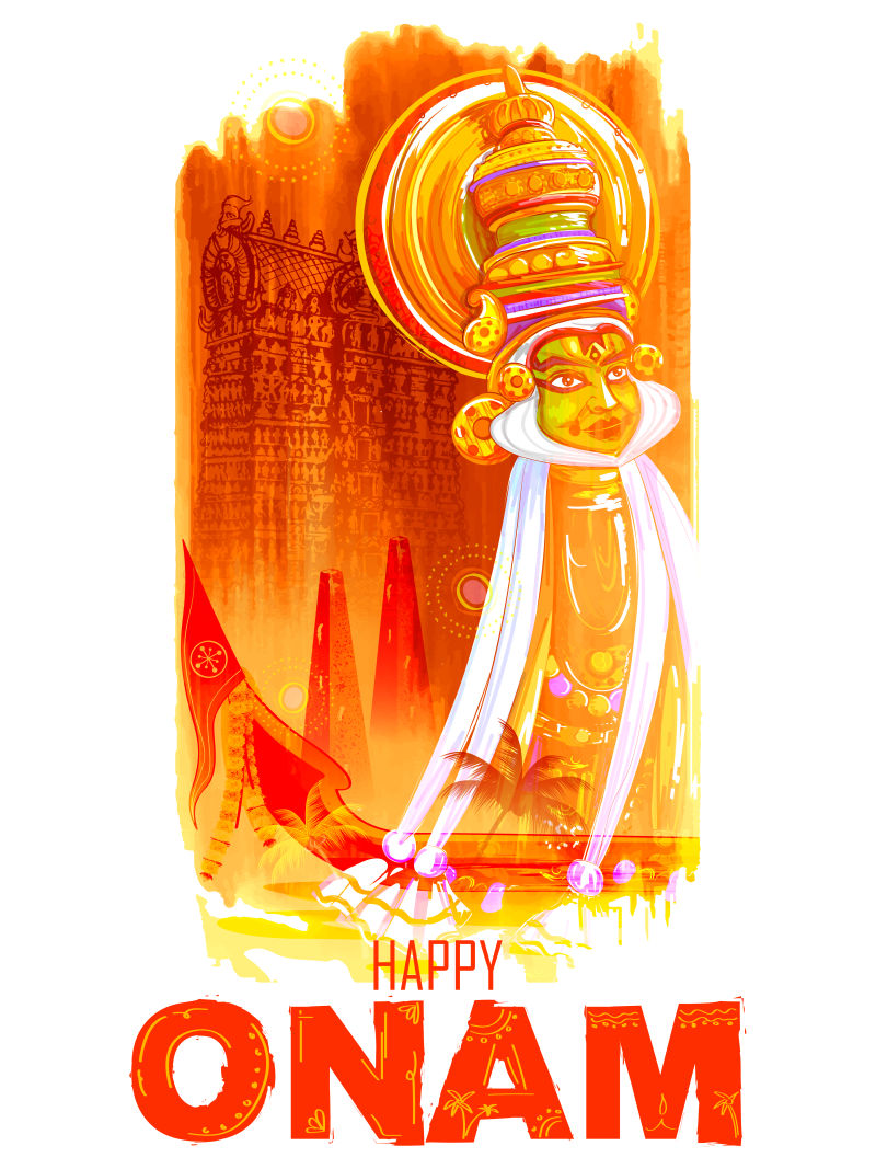 印度欧南节矢量插图设计