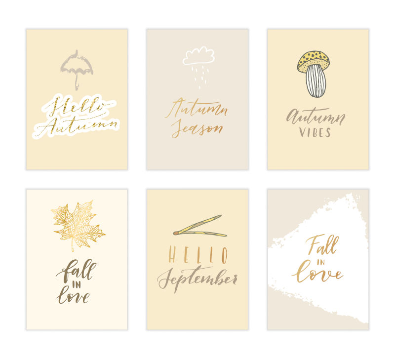矢量创意手绘秋季背景贺卡