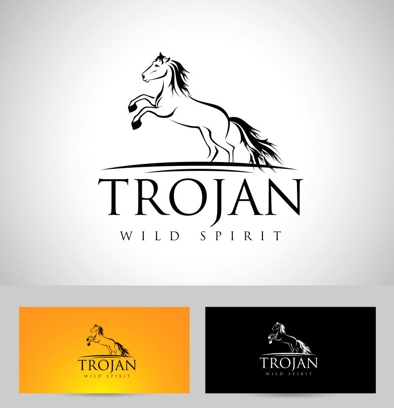 创意矢量跳跃的马的标志设计