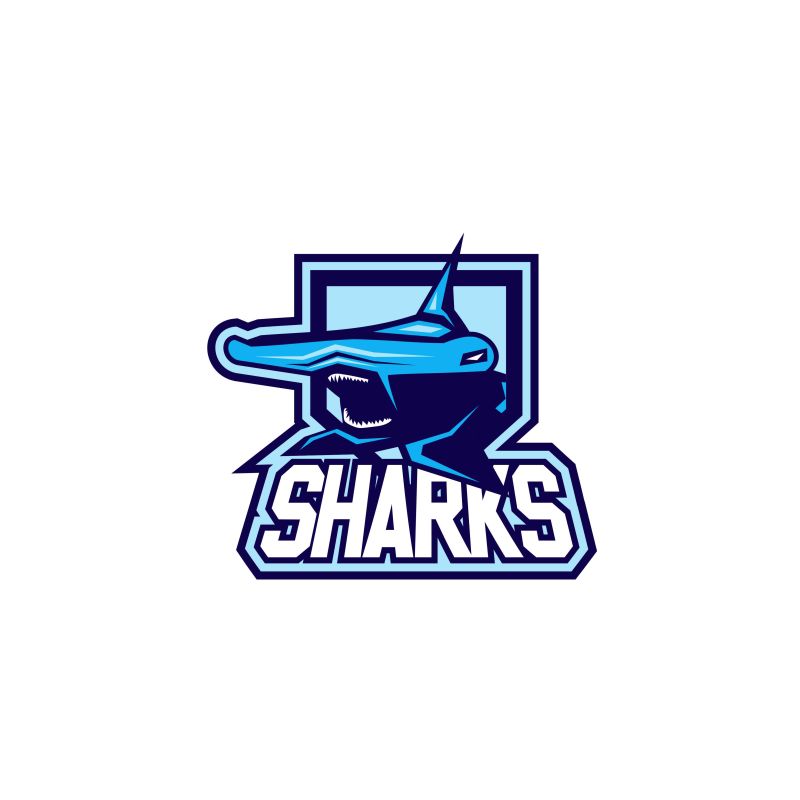 创意矢量游动的鲨鱼图形的标志设计
